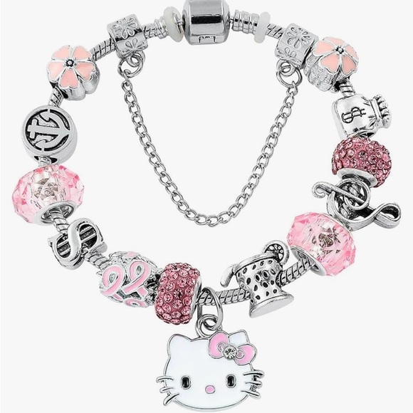 Pink Hello Kittyty full charm bracelet with barrel clasp - Picture 1 of 2